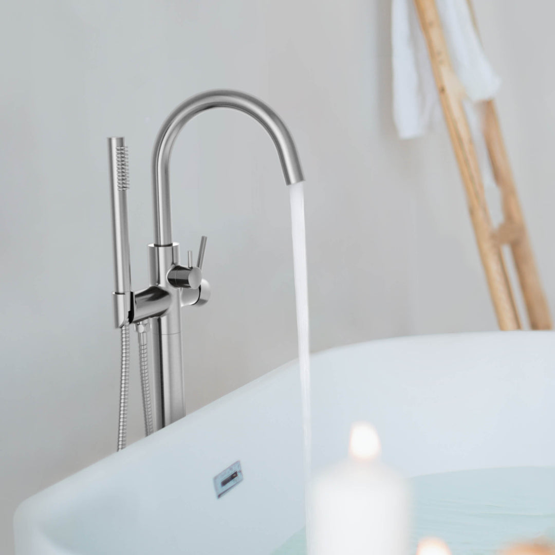 Halo Floor-Mount Tub Filler with Hand Shower