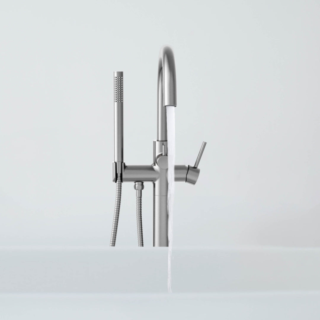 Halo Floor-Mount Tub Filler with Hand Shower