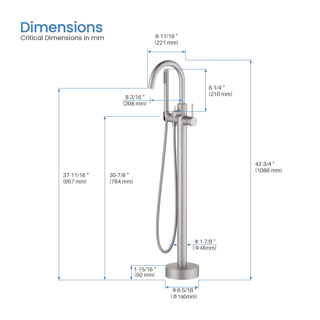 Halo Floor-Mount Tub Filler with Hand Shower