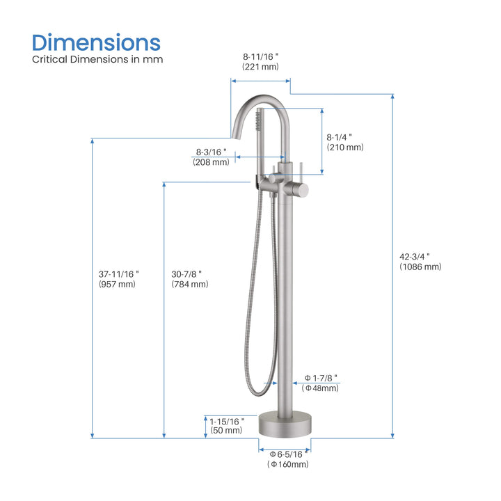 Halo Floor-Mount Tub Filler with Hand Shower