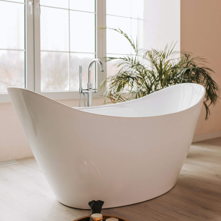 Halo Floor-Mount Tub Filler with Hand Shower