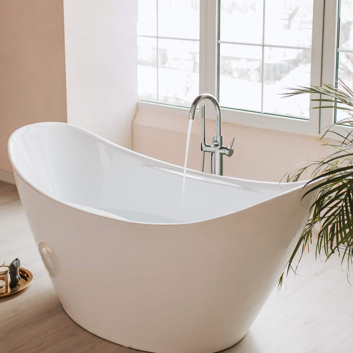 Halo Floor-Mount Tub Filler with Hand Shower