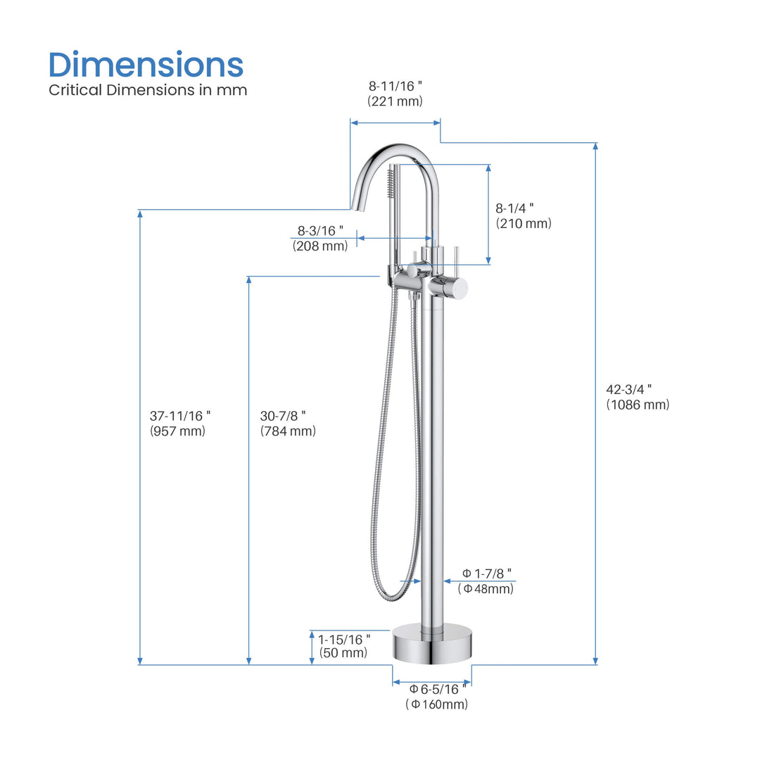 Halo Floor-Mount Tub Filler with Hand Shower