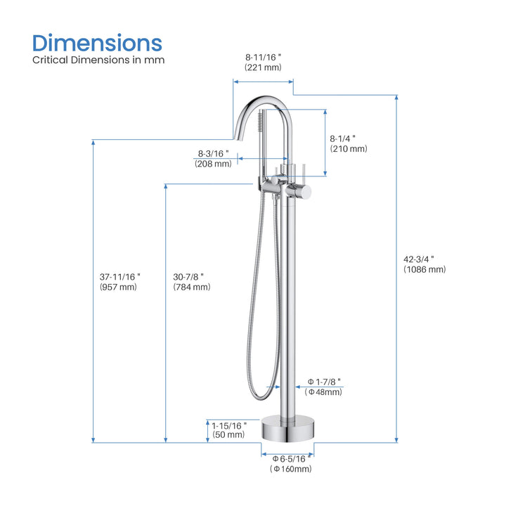 Halo Floor-Mount Tub Filler with Hand Shower
