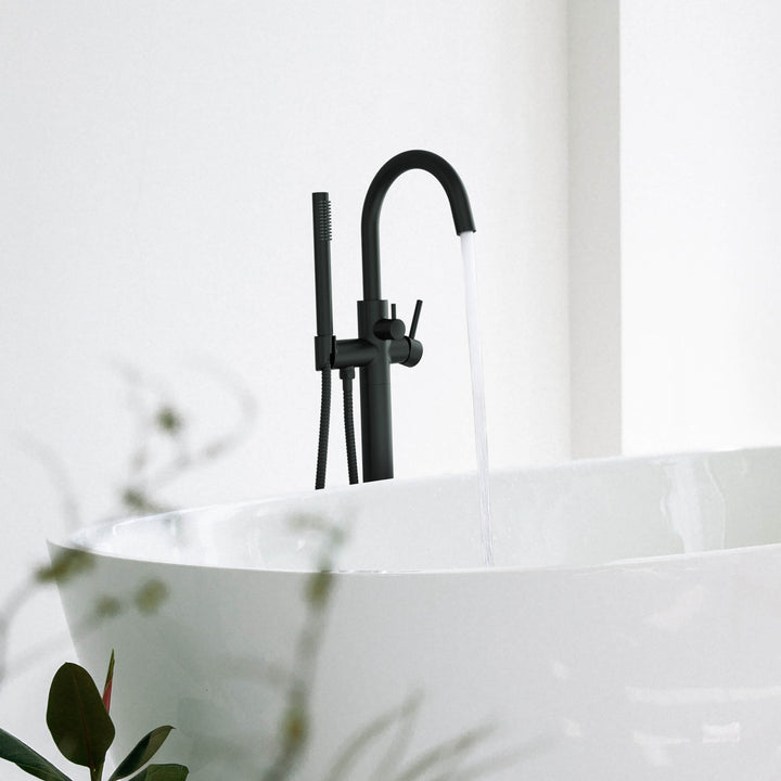 Halo Floor-Mount Tub Filler with Hand Shower