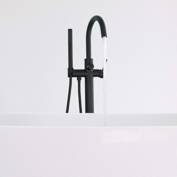 Halo Floor-Mount Tub Filler with Hand Shower