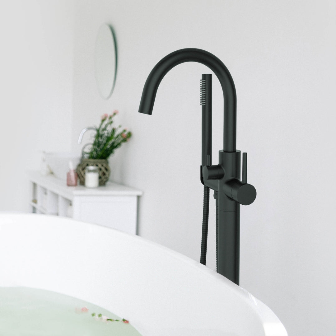 Halo Floor-Mount Tub Filler with Hand Shower