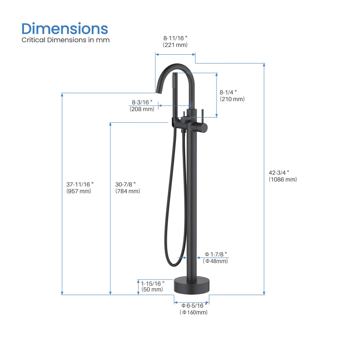 Halo Floor-Mount Tub Filler with Hand Shower