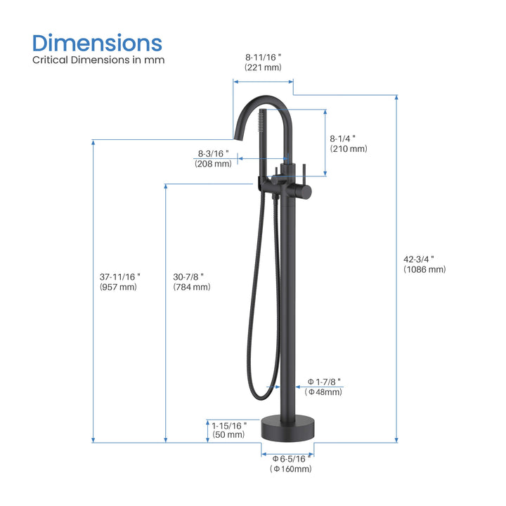 Halo Floor-Mount Tub Filler with Hand Shower