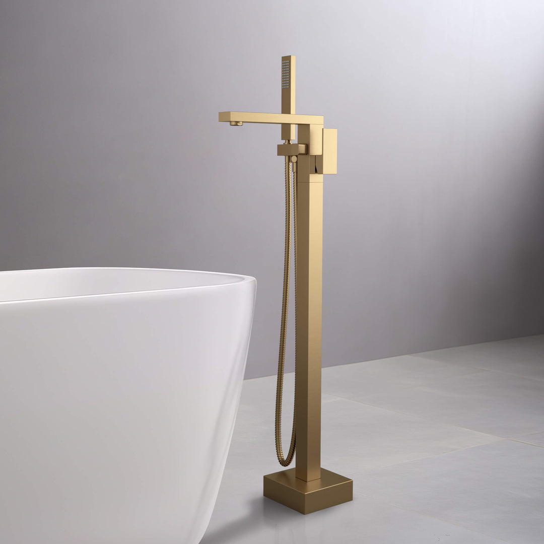 Quadra Floor-Mount Tub Filler with Hand Shower