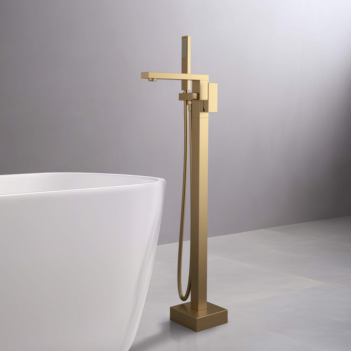 Quadra Floor-Mount Tub Filler with Hand Shower