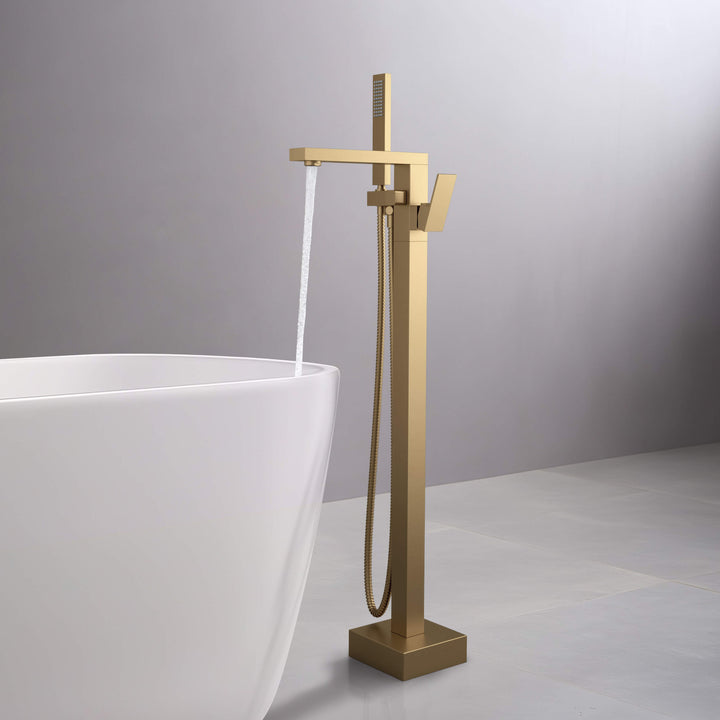 Quadra Floor-Mount Tub Filler with Hand Shower