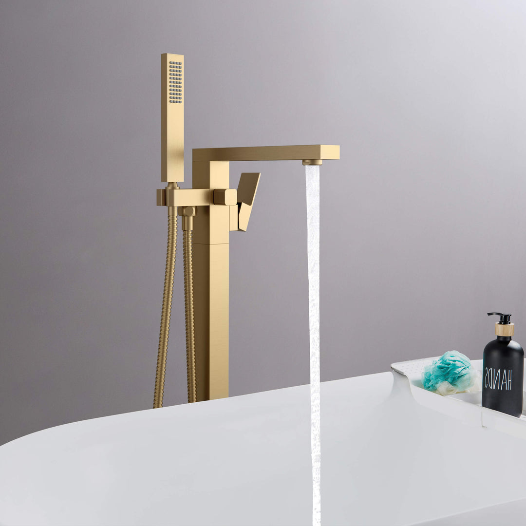 Quadra Floor-Mount Tub Filler with Hand Shower