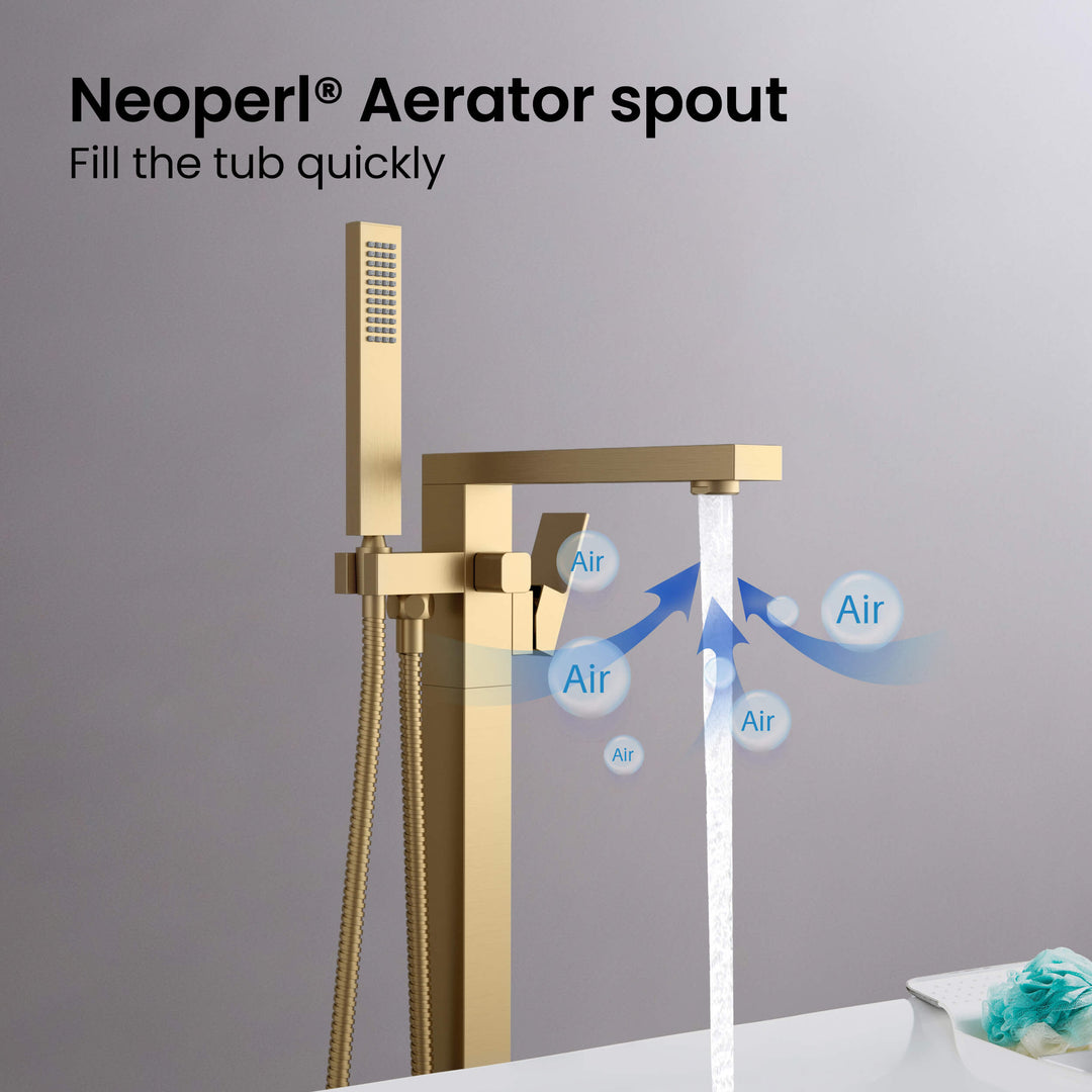 Quadra Floor-Mount Tub Filler with Hand Shower