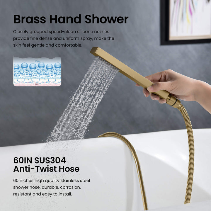 Quadra Floor-Mount Tub Filler with Hand Shower
