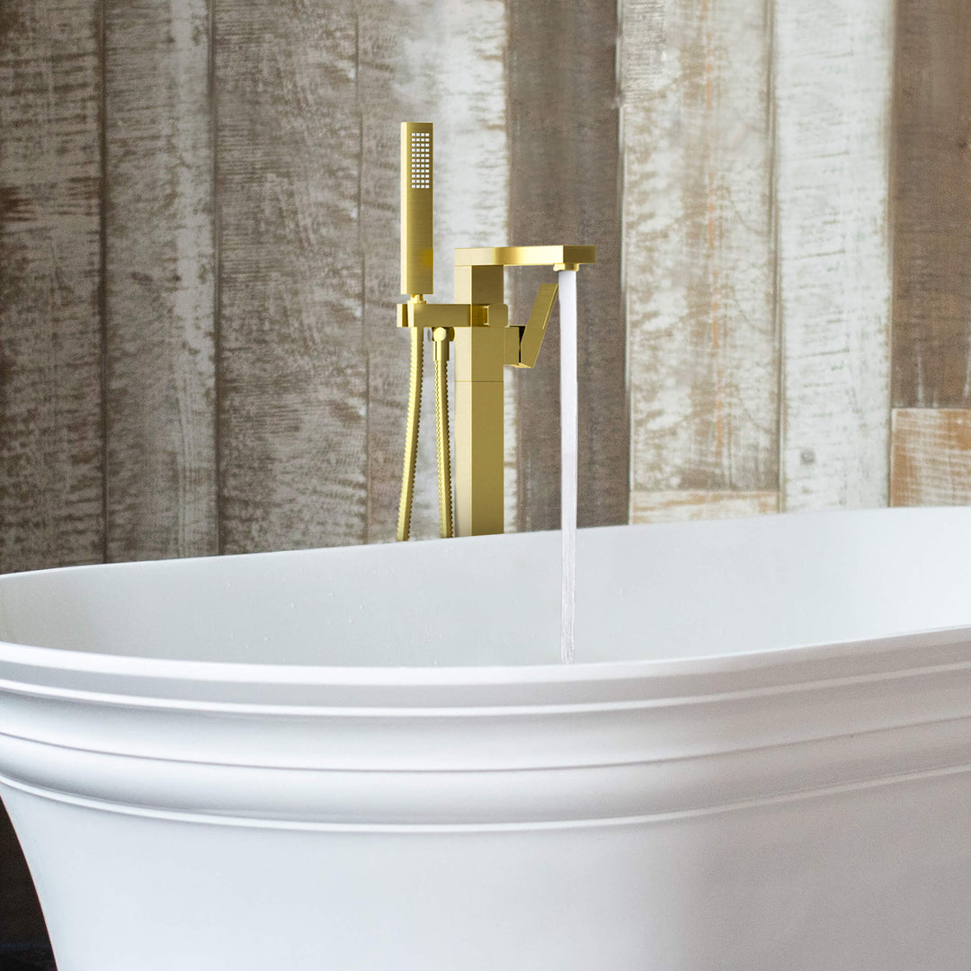 Quadra Floor-Mount Tub Filler with Hand Shower