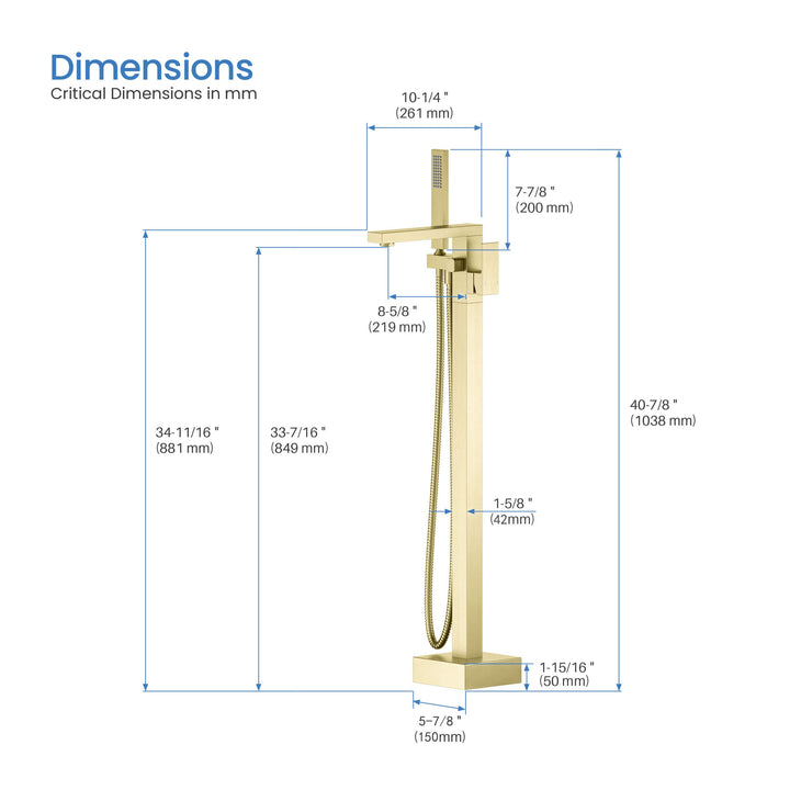 Quadra Floor-Mount Tub Filler with Hand Shower