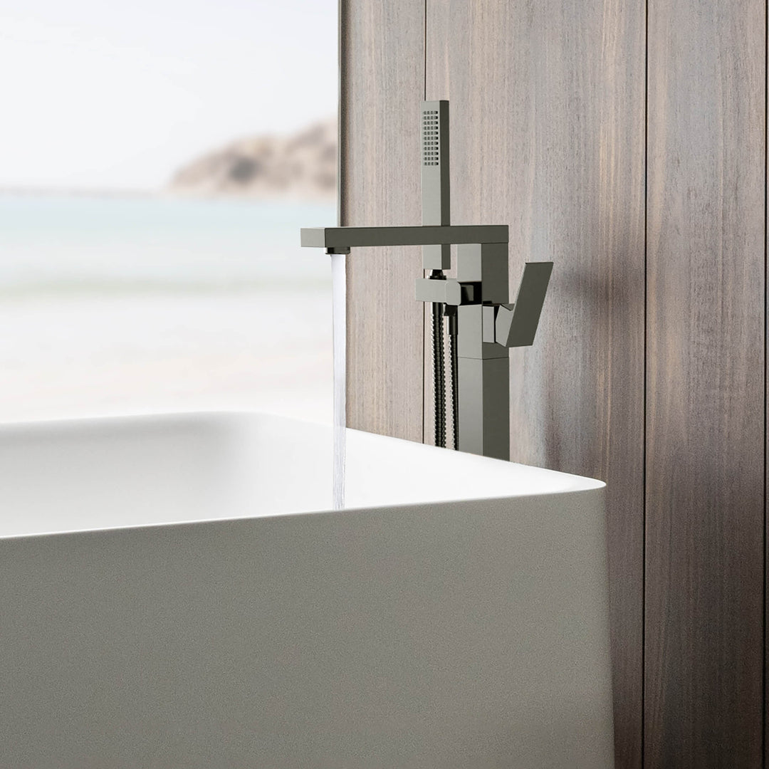 Quadra Floor-Mount Tub Filler with Hand Shower
