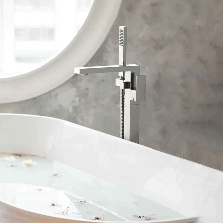 Quadra Floor-Mount Tub Filler with Hand Shower