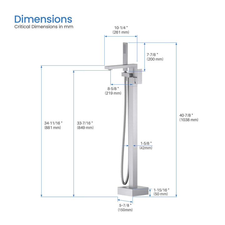 Quadra Floor-Mount Tub Filler with Hand Shower