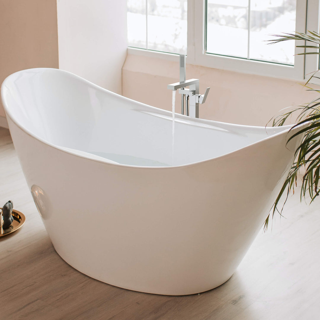 Quadra Floor-Mount Tub Filler with Hand Shower