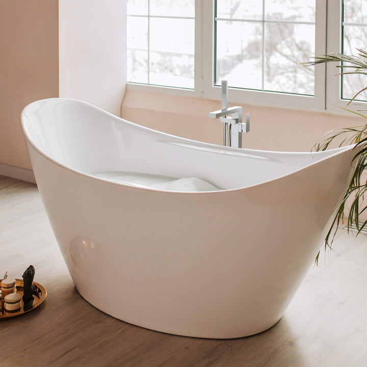 Quadra Floor-Mount Tub Filler with Hand Shower