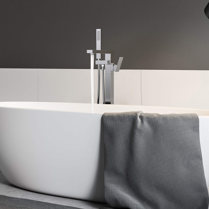 Quadra Floor-Mount Tub Filler with Hand Shower