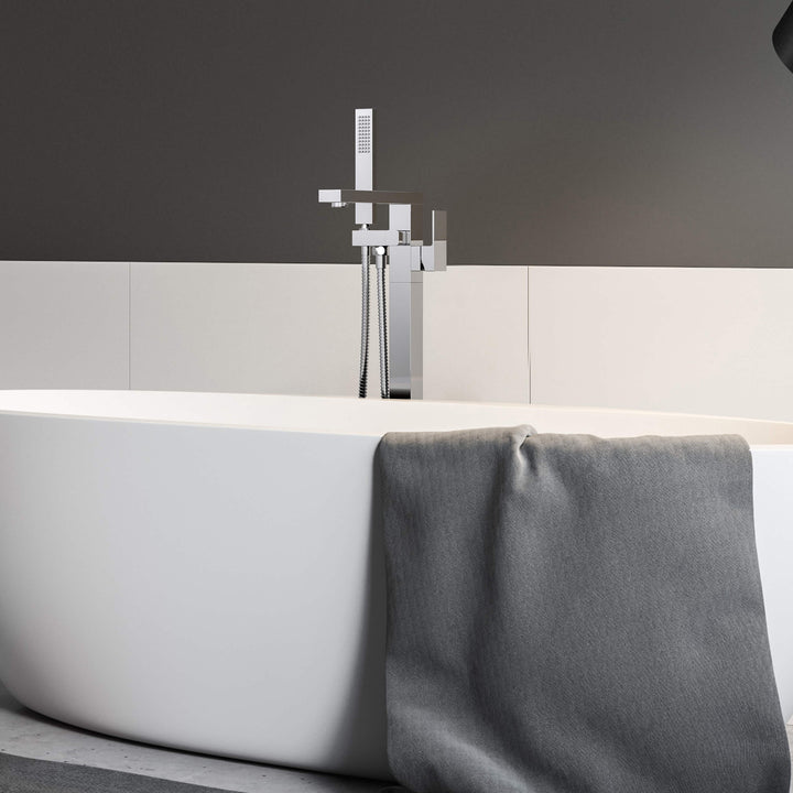 Quadra Floor-Mount Tub Filler with Hand Shower