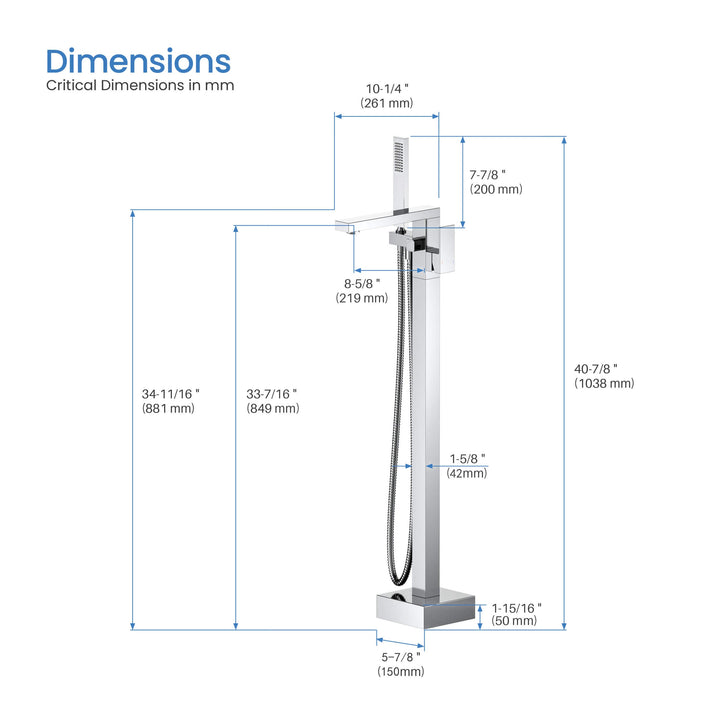 Quadra Floor-Mount Tub Filler with Hand Shower