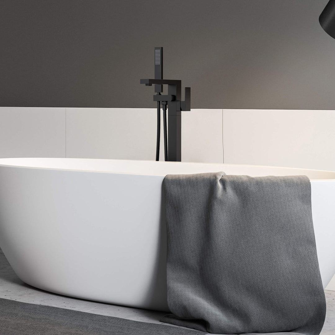 Quadra Floor-Mount Tub Filler with Hand Shower