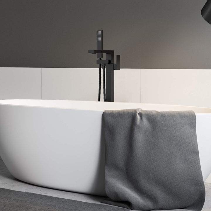 Quadra Floor-Mount Tub Filler with Hand Shower