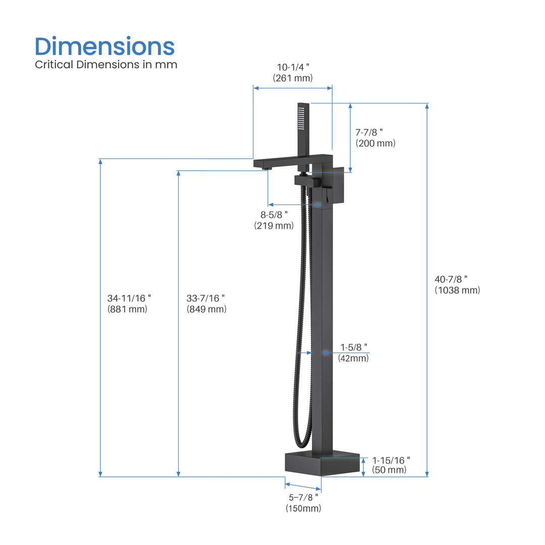 Quadra Floor-Mount Tub Filler with Hand Shower