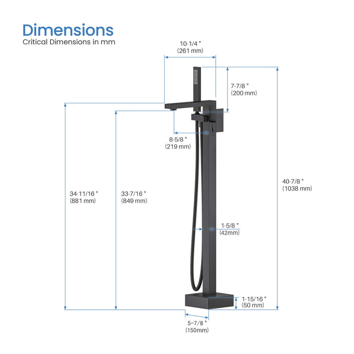 Quadra Floor-Mount Tub Filler with Hand Shower
