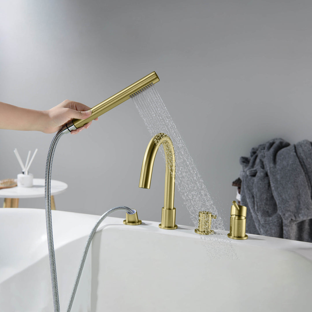 Halo Deck-Mounted Roman Tub Filler with Hand Shower
