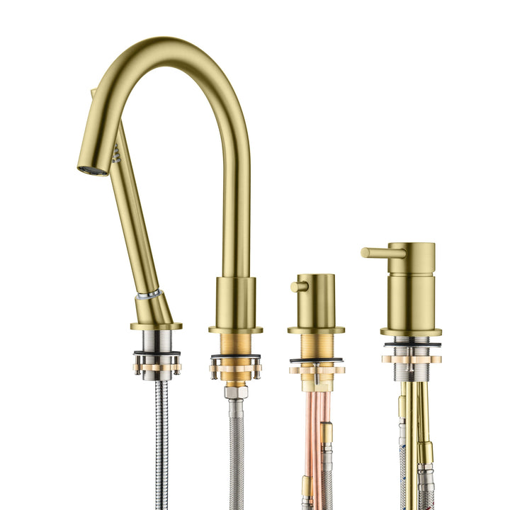 Halo Deck-Mounted Roman Tub Filler with Hand Shower