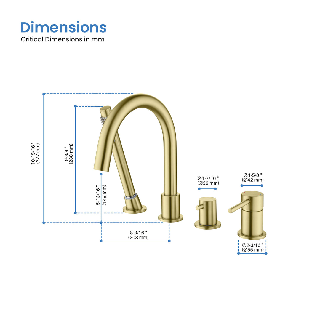 Halo Deck-Mounted Roman Tub Filler with Hand Shower