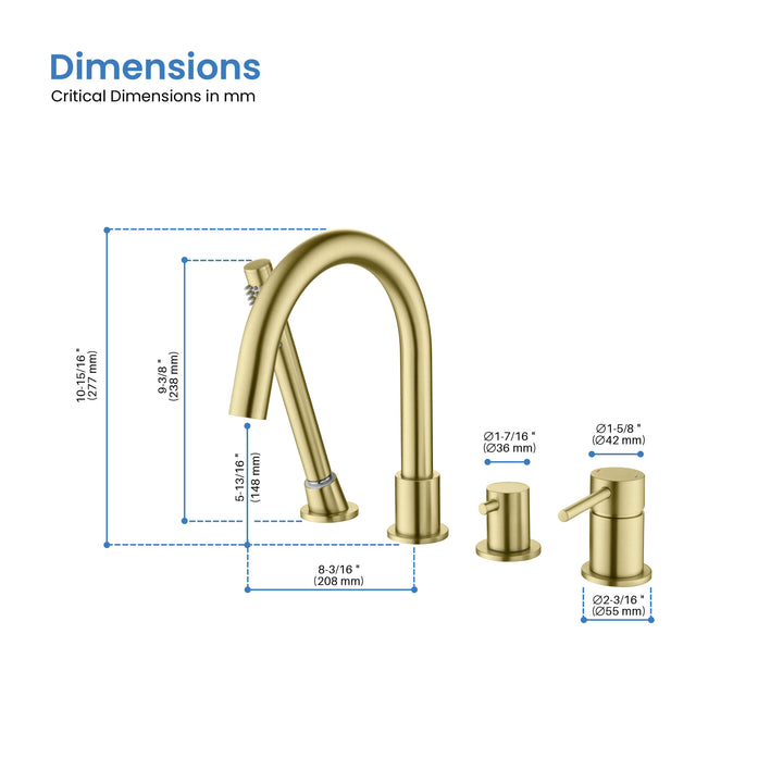 Halo Deck-Mounted Roman Tub Filler with Hand Shower
