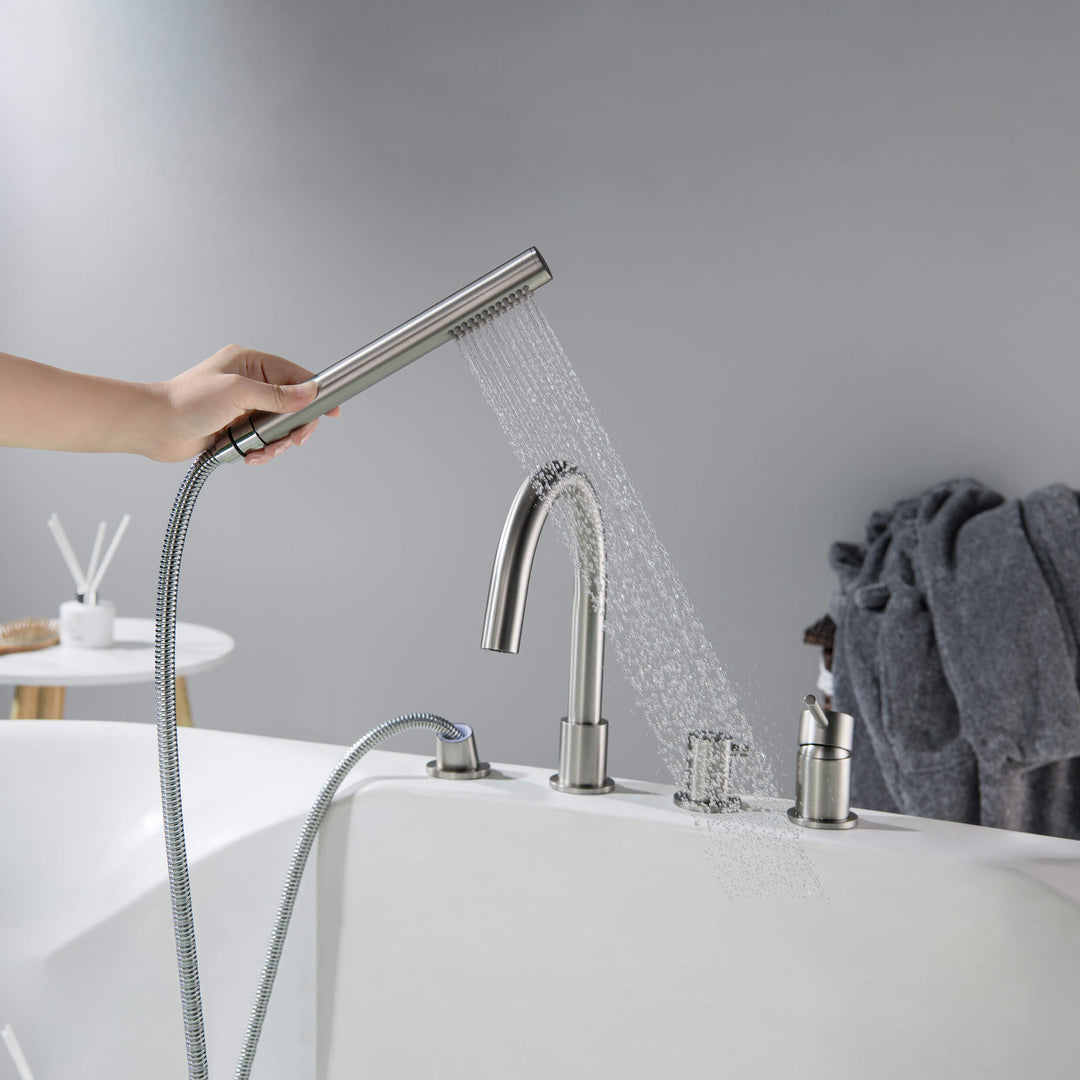 Halo Deck-Mounted Roman Tub Filler with Hand Shower
