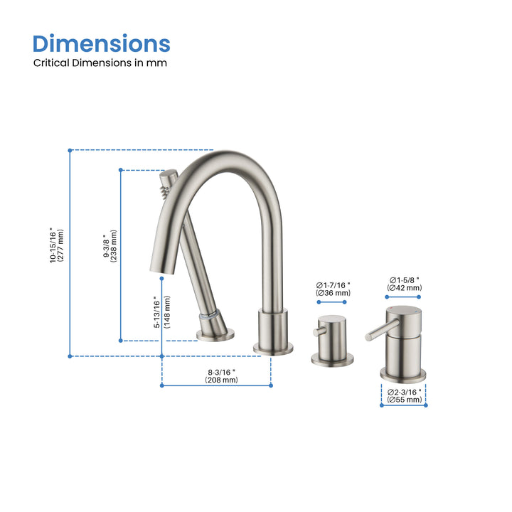 Halo Deck-Mounted Roman Tub Filler with Hand Shower
