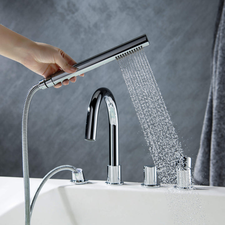 Halo Deck-Mounted Roman Tub Filler with Hand Shower