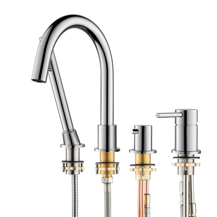 Halo Deck-Mounted Roman Tub Filler with Hand Shower