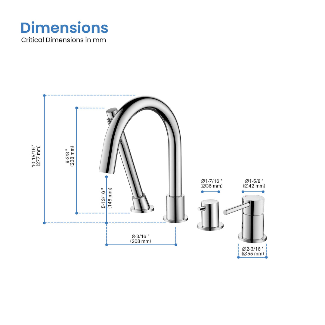 Halo Deck-Mounted Roman Tub Filler with Hand Shower