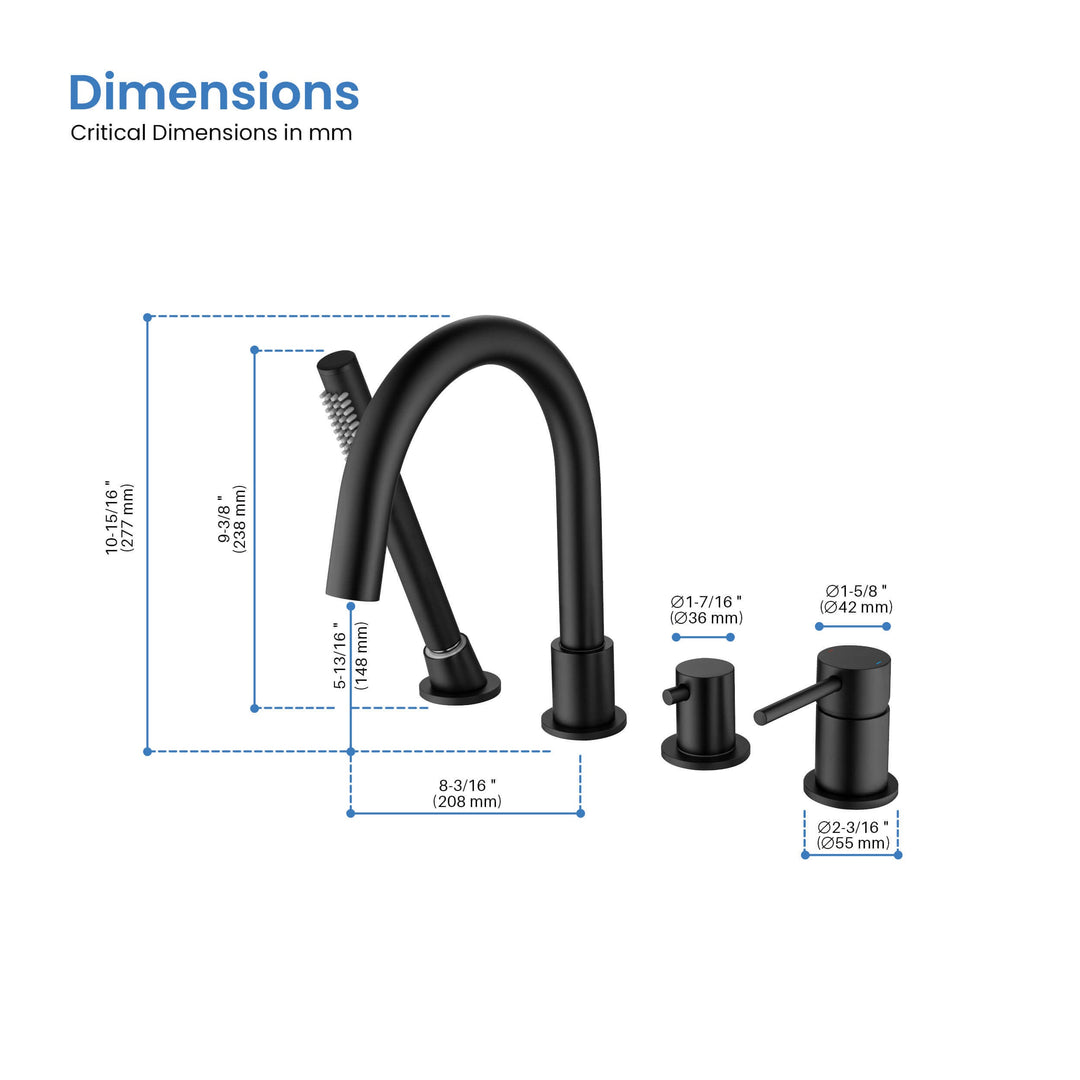 Halo Deck-Mounted Roman Tub Filler with Hand Shower