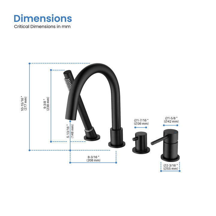 Halo Deck-Mounted Roman Tub Filler with Hand Shower