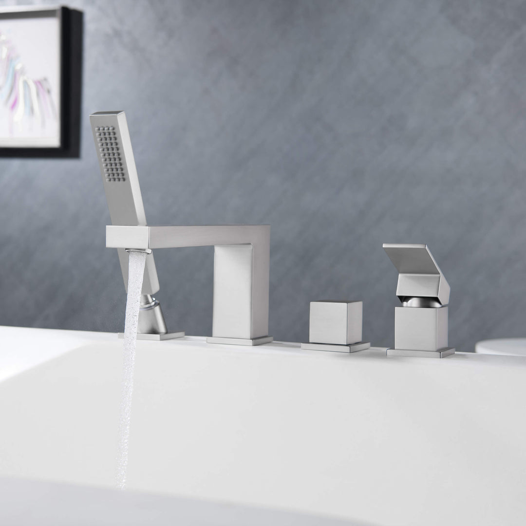 Quadra Deck-Mounted Roman Tub Faucet with Hand Shower