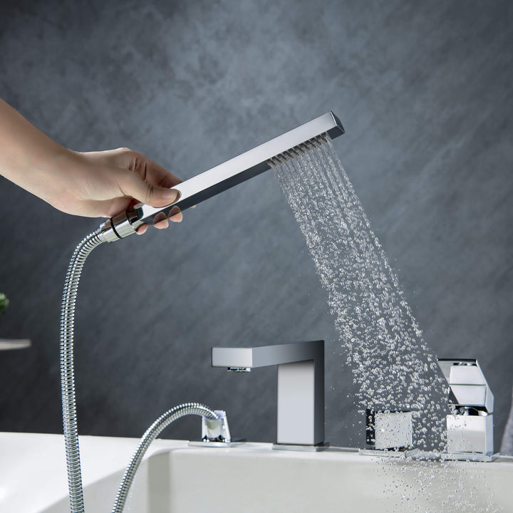 Quadra Deck-Mounted Roman Tub Faucet with Hand Shower