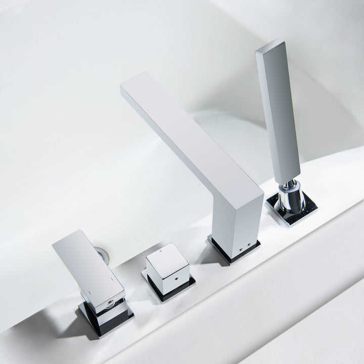 Quadra Deck-Mounted Roman Tub Faucet with Hand Shower