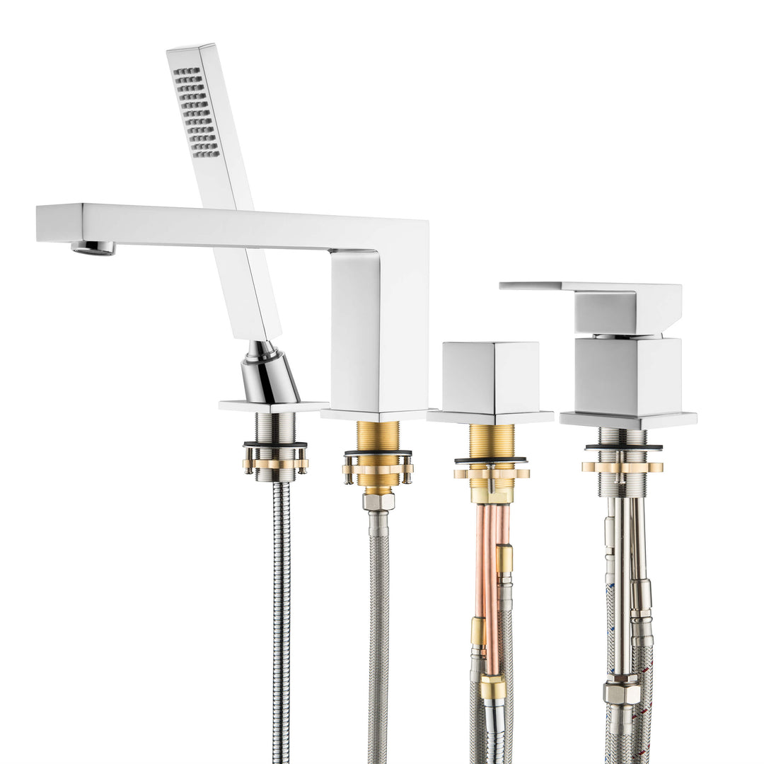 Quadra Deck-Mounted Roman Tub Faucet with Hand Shower
