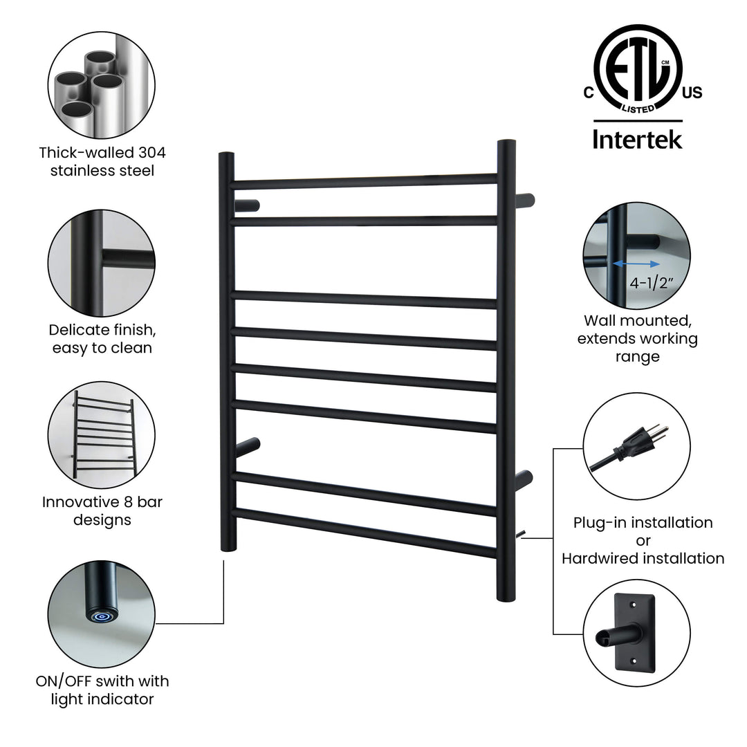 24" x 30-1/4" ETL Hardwired/Plug-In Wall-Mounted Stainless Steel Towel Warmer