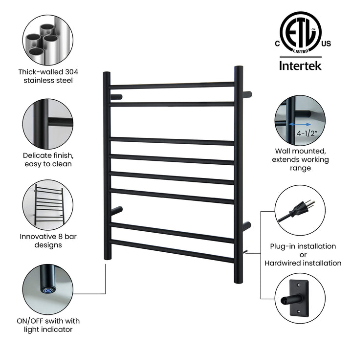24" x 30-1/4" ETL Hardwired/Plug-In Wall-Mounted Stainless Steel Towel Warmer